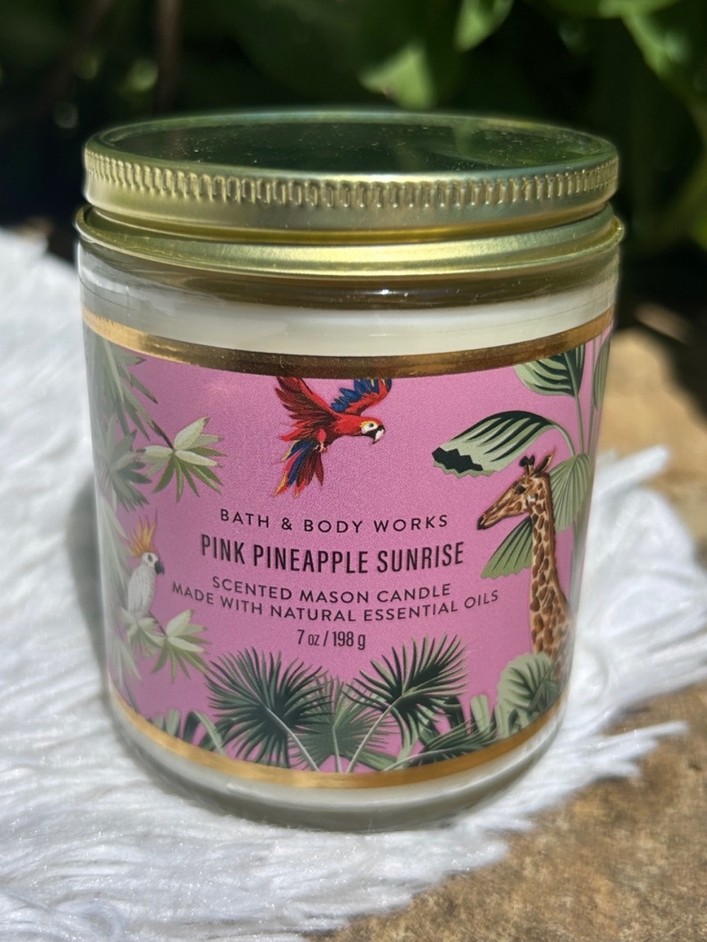 Bath & Body Works Pink Pineapple Sunrise Single Wick Mason Jar Candle 7 oz NEW